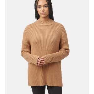 Tentree Women’s Highline Rib Tunic Sweater Size M Camel Brown Organic Cotton